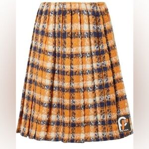Prada Orange and Blue Midi A-Line Skirt